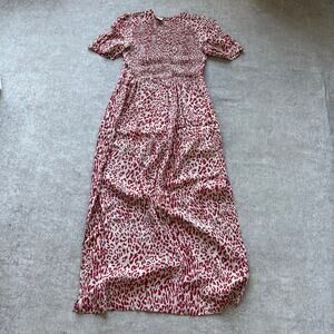 Baum und Pferdgarten Smocked Red White Midi Dress